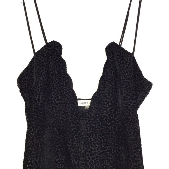 Sugar + Lips Sheer Leopard Velvet Slip Dress M - Picture 3 of 9